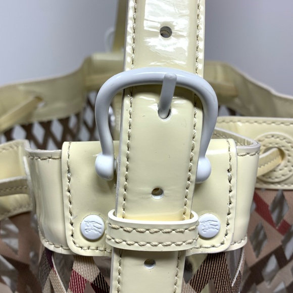 Burberry Patent Leather Clear Check Bucket Bag